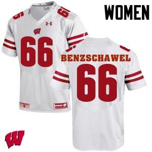 Women's Wisconsin Badgers NCAA #66 Beau Benzschawel White Authentic Under Armour Stitched College Football Jersey IN31A38SJ
